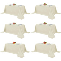 Fitable Elegant Rectangle Table Clothes  6 Pack - 90 X 132 Inch  Ivory - Reusable And Washable Tablecloths  Polyester Fabric Table Covers For Wedding  Party  Banquet  Formal Events