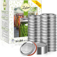 Dalzom 48Pcs Canning Lids With Rings Regular Mouth  Premium Mason Jar Lids With Bands/Rings For Regular Mouth Ball  Kerr Jars - Food Grade Material  100% Fit & Airtight For Regular Mouth Mason Jars