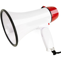 Mymealivos Portable Megaphone Bullhorn 20 Watt Power Megaphone Speaker Voice And Siren/Alarm Modes With Volume Control And Strap (White&Red)