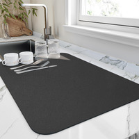 Hotlive Dish Drying Mat For Kitchen Counter  Heat Resistant Drainer Mats With Non-Slip Rubber Backed  Hide Stain Kitchen Super Absorbent Draining Mat  Easy To Clean Dish Rack Pad  Black 16""X20""