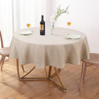 Ausspvoct Textured Linen 54 Inch Round Tablecloth Up To 36'' Tables  Waterproof Spill-Proof Fall Table Cloth Wrinkle Free Circle Dining Table Cover For Birthday Farmhouse Christmas Holiday Party Decor