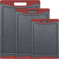 Extra Large Cutting Boards  Plastic Cutting Boards For Kitchen (Set Of 3) Cutting Board Set Dishwasher Chopping Board With Juice Grooves Easy-Grip Handles  Red  Empune