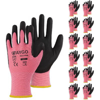Kaygo Safety Work Gloves Pu Coated-12 Pairs Seamless Knit Glove With Polyurethane Coated Smooth Grip On Palm & Fingers  For Men And Women  Ideal For General Duty Work  Kg11P (Xs  Pink)