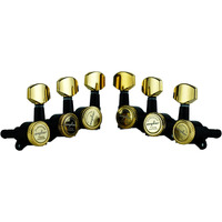 Guyker Guitar Locking Tuners (3L + 3R) - 1:18 Lock String Tuning Key Pegs Machine Head Replacement For St Tl Sg Lp Style Electric  Folk Or Acoustic Guitars - Gold+Black