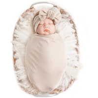 Konssy Baby Girl Newborn Receiving Blanket With Headband Set Baby Swaddle Nursery Swaddle Wrap