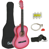 Zeny Beginners 38 Inch Acoustic Guitar Package Kit For Right-Handed Starters Kids Music Lovers W/Case  Strap  Pitch Pipe And Pick (Pink)