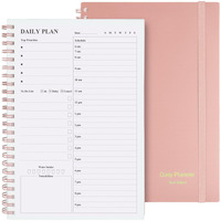 Daily Planner Undated  Asten To Do List Notebook Hourly Schedule Planner Spiral Appointment Planner Notebook For Men And Women  Day Planner For Adhd  Work Planner With Inner Pocket 8.3""X5.8"" Pale Pink