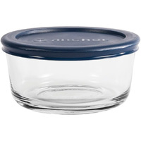 Anchor Hocking 2 Cup Glass Storage Containers With Lids  Set Of 4 Glass Food Storage Containers With Navy Snugfit Lids