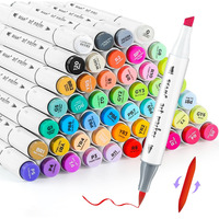 Sfaih Brush Tip Alcohol Markers Set - 49 Colors Double Tipped Art Markers For Artist Adult Coloring Illustration  Gifts For Artist Adult  Dual Tip Brush & Chisel - Refillable Ink