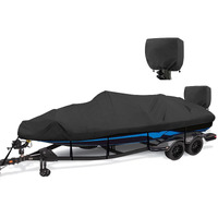 Yimsting Boat Cover 14-16 Ft Feet 1200D Waterproof Boat Covers With Motor Cover Fits Bass Boat  V-Hull Tri-Hull Boat  Runabout Bowrider Boat  14' 15' 16' Foot Heavy Duty Canvas Black