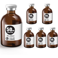 Ks-Tek Sterile Empty Vials With Self Healing Injection Port With Aluminum Plastic Cap Sterile Package (50Ml Amber 6)