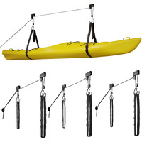Kayak Storage Hoists 4-Pack - Overhead Pulley Hoist Systems - 125Lb Capacity For Canoes  Bikes  And Ladders By Rad Sportz