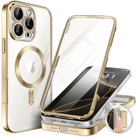 Berfy Magnetic For Iphone 16 Pro Case  Compatible With Magsafe  Built-In 9H Tempered Glass Screen Protector & Upgraded Camera Protection  Full-Body Plating Shockproof Phone Case For 16 Pro 6.3""  Gold