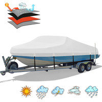 Hahasole Heavy Duty 1200D Pu Waterproof Boat Cover  14'- 16' Marine Grade Trailerable Polyester Canvas  Fits 14-16Ft V-Hull  Runabout  Bass Boat  Fishing Boat  Ski Boat With Tightening Strap  Black