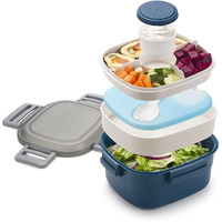Freshmage Salad Container For Lunch With Ice Pack  Leakproof Bpa-Free 52-Oz With 4 Compartments For Men  Women (Blue+Ice Pack)