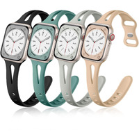 Getino Compatible With Apple Watch Band 38Mm 40Mm 41Mm 42Mm 44Mm 45Mm 46Mm 49Mm Iwatch Ultra Series 10 9 8 7 6 5 4 3 2 Se Women  Soft Silicone Slim Sport Bands  Black/Pebble Gray/Cyprus Green/Milk Tea