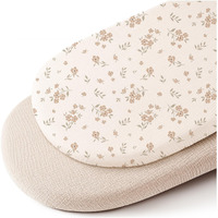 Konssy 2 Pack Muslin Fitted Bassinet Sheets For Baby Girl Boy  Soft Breathable Baby Bassinet Sheets Fit For Baby Bassinets  Cradle  Moses Basket Oval Rectangle Pad/Mattress (Blossom Cream)