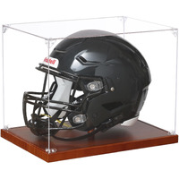 Jupdec Football Helmet Display Case  Full Size Acrylic Baseball Motorcycle Helmet Showcase  Uv Protection Souvenirs And Collectibles Box With Solid Wood Base & Riser  Ideal Gift For Sports Enthusiast