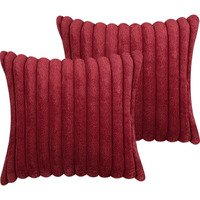 18X18 Throw Pillow Covers Set Of 2  Decorative Faux Fur Covers For Bed  Couch Soft Fluffy Pillow Cover With Velvet Back For Living Room  Neutral Home D?Cor Accent For Sofa - Wine Red