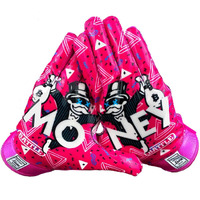 Battle Sports Money Man Wide Receiver Football Gloves - Ultra Grip Football Gloves - Pink  Adult Large