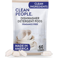 The Clean People Dishwasher Pods - Dishwasher Detergent Pods - Cuts Grease & Rinses Sparkling Clean - Residue-Free - Fragrance Free Dishwashing Pods - Unscented  60 Pack