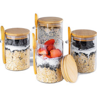 Mhdcly Overnight Oats Containers With Lids 16Oz Overnight Oats Jars 4 Pack  Oatmeal Cups Meal Prep Containers Glass Meal Prep Containers With Lids China Pudding Jars