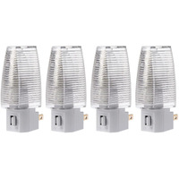 Projectpak Plug In Night Light With Manual On/Off Switch For Hallway  Kids Bedroom  Stairways - Includes 4W Bulb | 4 Pack