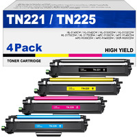 Tn221 Toner Cartridges 4 Pack Tn225 - Replacement For Brother Tn221 Tn221Bk Tn225 Compatible With Brother Mfc-9130Cw Toner Cartridge  Hl-3170Cdw Toner Cartridge  Hl-3140Cw Mfc-9330Cdw Printer