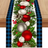 Jiudungs Linen Blue And Black Buffalo Check Christmas Table Runner 72 Inches Long Seasonal Winter Christmas Xmas Holiday Farmhouse Style Table Decoration