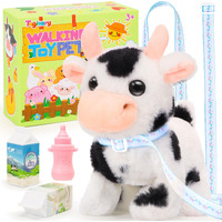 Tagitary Plush Toys Interactive Toys Cow For Kids Walking Pet Toys Can Make Sounds Wag Tail And Nod Head  Realistic Stuffed Cattle Toys Birthday Gift For Kids Toddlers