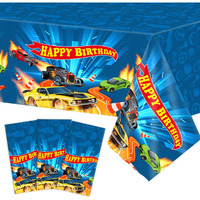 Wifunue 3Pieces Hot Car Themed Plastic Tablecloth Hot Race Car Birthday Party Plastic Table Covers For Kids Boys Racing Car Birthday Baby Shower Party Decorations Supplies 54X108Inch