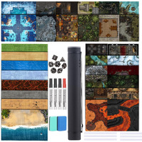 Sabermaster Dnd Map 32 Terrain 24  X 36"" 17  X 17"" 13  X 17"" Double Sidedv Grids Dry Erase Battle Mats For Dungeons & Dragons Game With Dice Set Clips Eraser Markers
