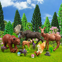 40 Pcs Woodland Animals Figures Model Trees  5 Pcs Animal Toy Figurines And 35 Pcs Mixed Plastic Trees Forest For Woodland Cake Toppers Decorations Birthday Party Supplies
