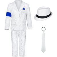 Dance Star Costume For Boys 80S 90S Stage Outfits Kids Role Play Party Halloween Cosplay 8-9 Years White