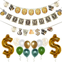Pirese Money Happy Birthday Banner  Money Birthday Decorations  Money Party Decorations