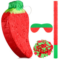 Meooeck Red Chili Pepper Piata With Piata Stick And Blindfold  Fiesta Piata Funny Piata For Hot Pepper Festival Chili Pepper Themed Birthday Party Supplies Decoration  13.39 X 6.3 X 3 Inch
