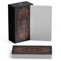 Metaphoracle Blank Tarot Cards With Design On Back - Diy Deck Of 80 Cards To Create Your Own Oracle Tarot Deck - Sacred Geometry Design With Metallic Gold Foil - 4.75 Inches X 2.75 Inches (Red)