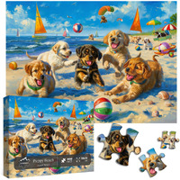 Funny Dog Puzzles For Adults 1000 Pieces And Up  Pickforu Beach Puzzle Collection Cute Dog  Puppy Animal Puzzle As Home Decor