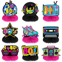 9 Pieces 80's Honeycomb Centerpieces 80's Party Table Centerpieces 80's Retro Table Decorations Table Toppers Retro Hip Hop Party Supplies Decor For 80S Themed Party Hip Hop Party Birthday