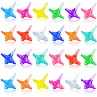 Sprmud Childrens Acrylic Spinning Tops Gems Toys  Colorful Durable Shiny Crystal Small Tops For Boys Girls Kids Game In Family/Party/School/Kindergarten Game/Reword/Gift/Education (24 Pcs)