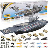 33-Inch Aircraft Carrier Mega Playset - Ultimate Military Battle Set For Boys With Realistic Battleship  Fighter Jets  Toy Soldier Figures  Military Vehicles For Kids Imaginary Pretend Play