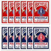 Bicycle Deluxe 1 Dozen Pinochle Poker Playing Cards - 6 Blue & 6 Red Decks! (Standard)