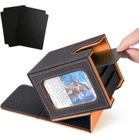 Venssu Mtg Deck Box For Commander Display Card Deck Box Fits 100 Double Sleeved Cards  Tcg Card Storage Box (Black And Orange  1 Window)