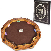 Vamslove Shut The Box Dice Game For 8 Players Upgraded Wooden Board Table Math Game With 16 +6 Dices - Educational Game For Kids  Adults(Instruction Included)