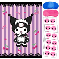 Kuromi Birthday Party Supplies  Kuromi Party Games For Boys Girls  Large Poster 24Pcs Stickers For Kuromi Birthday Favors Decorations