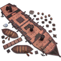 C4Labs Large D&D Ship | 25"" Long | Full Color On Wood | Modular | Upper & Lower Deck | 1  Battle Terrain | Dnd Pathfinder Ttrpg Original