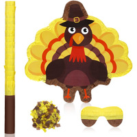 Turkey Piata Thanksgiving Piata Fall Pinata With Blindfold Bat And Confetti Autumn Piata For Thanksgiving Parties Turkey Theme Carnival Decoration Party Game Carnival  13.4 X 13 X 2.7 Inch