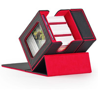 Zlca Mtg Deck Box  Commander Deck Box With Display Window  Card Deck Box Holds 100 Double-Sleeved Cards With Dice Tray & 35Pt Magnetic Card Holder(Black& Red)