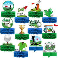 Teling 12 Pieces Golf Party Decorations Golf Honeycomb Centerpieces Golf Party Centerpieces For Tables Golf Cake Topper Golf Party Supplies For Birthday Shower Sport Themed Party Decor (Novelty)