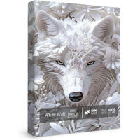 Impossible Flower Wolf Puzzles For Adults 1000 Pieces  Hard Difficult Animals White Jigsaw Puzzles  Floral Winter Wolves Art Puzzles